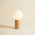 Galet — Japandi Table Lamp in Wood and Opal Glass