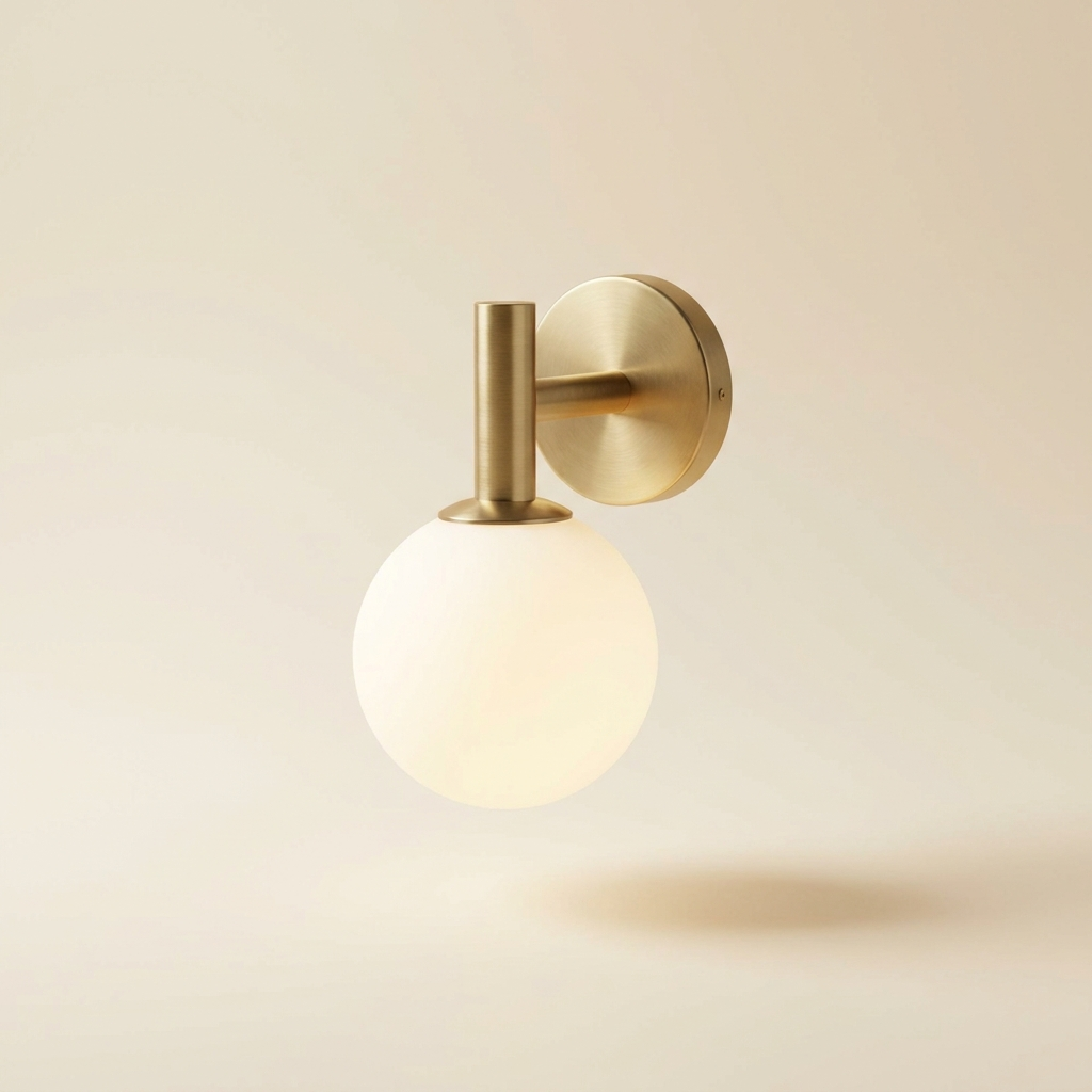 Croissant — Brass and Opal Glass Wall Light