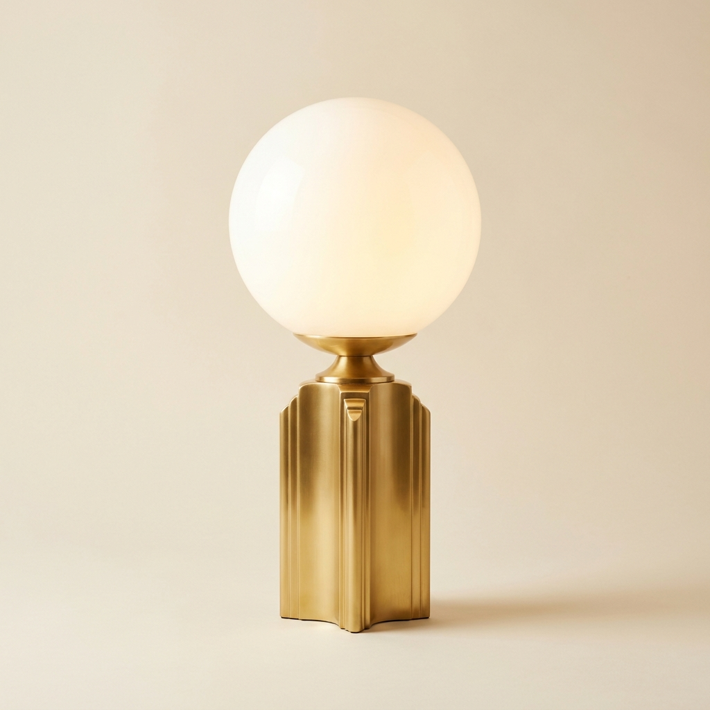 Manhattan — Table Lamp with Opaline Globe & Brass Base