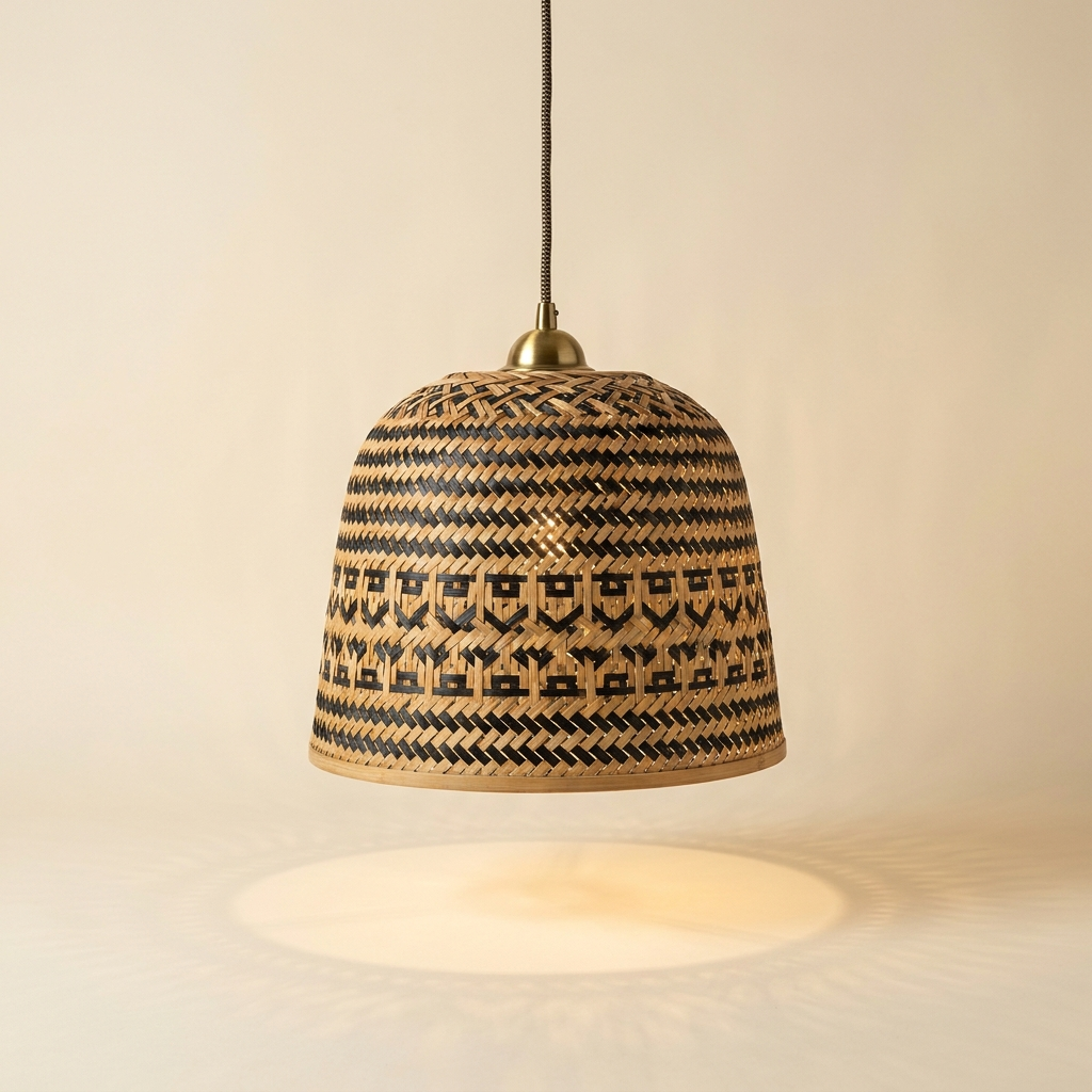 Lombok — Two-Tone Woven Bamboo Bell Pendant