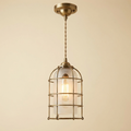 Edison — Brass Cage & Fluted Glass Pendant