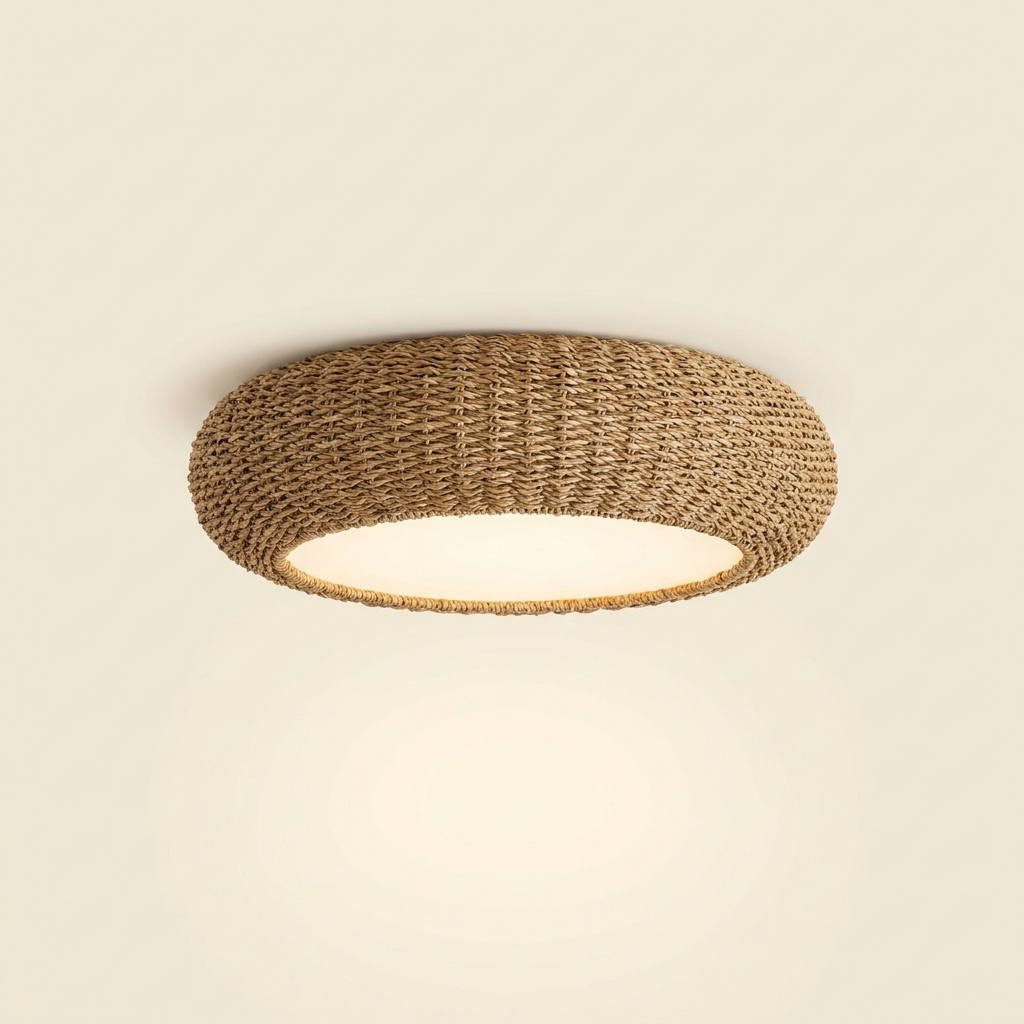 Seagrass Disc Flush Mount Ceiling Light