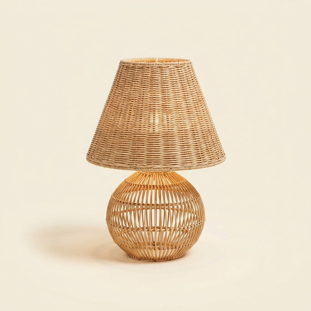 Lampe à poser Champignon Rotin