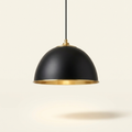 Forge — Black Metal Dome Pendant with Brass Interior