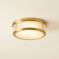 Odéon — Round Flush Ceiling Light in Ribbed Glass & Gilded Brass
