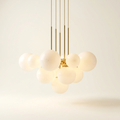 Ziegfeld — Cascading Chandelier in Opaline Globes & Gilded Brass