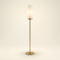 Chrysler — Brass Column Floor Lamp with Opaline Globe
