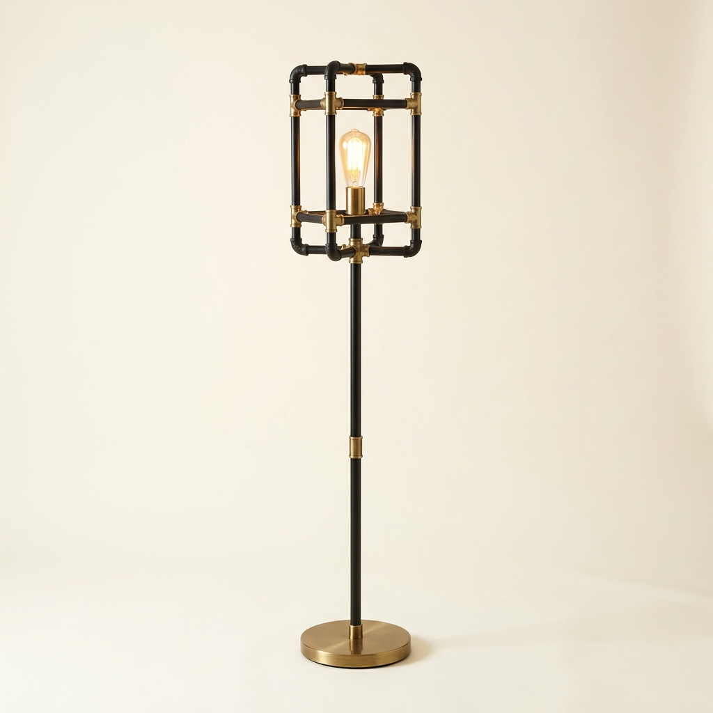 Colonne Soudure — Pipe-Style Cage Floor Lamp