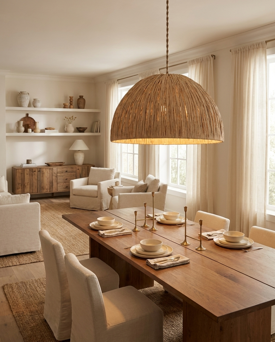 Suspension Tambour Raphia
