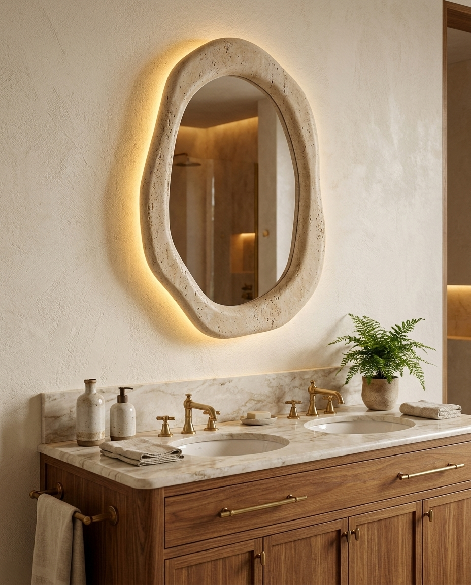 Travertine Reflet Backlit Mirror