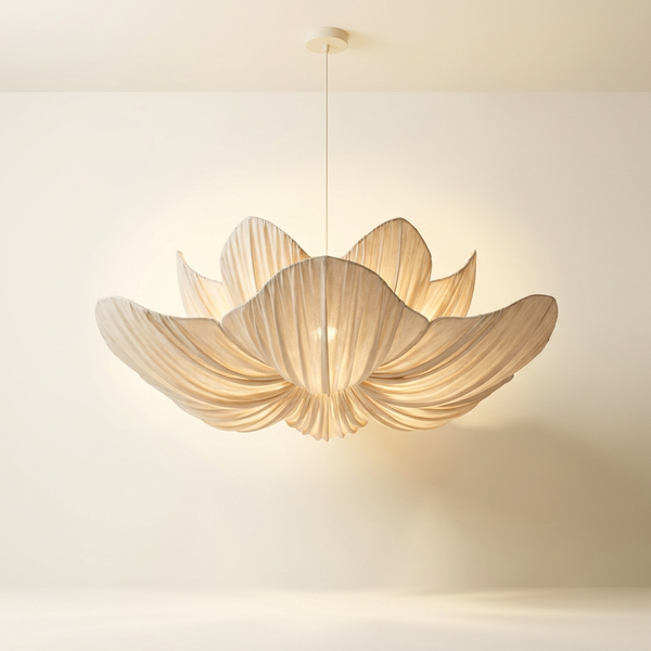 Lotus — Lustre sculptural en tissu plissé drapé