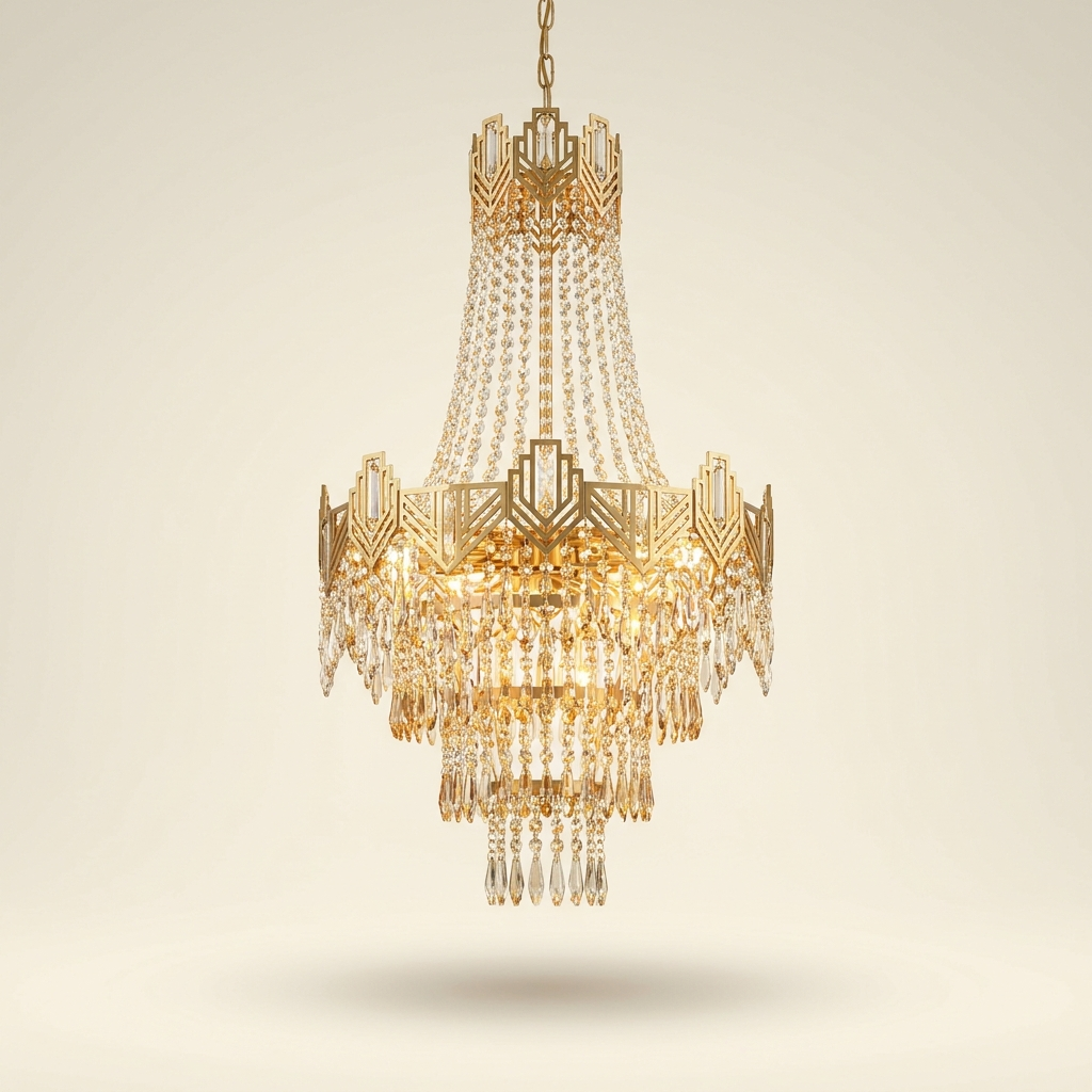 Cristal — Grand Cascading Crystal & Brass Chandelier