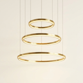 Halo Anneaux — Three-Tier LED Ring Chandelier in Brass
