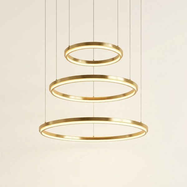 Halo Anneaux — Lustre à trois anneaux LED en laiton
