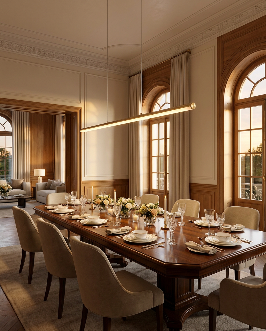 Linéa — Linear LED Bar Chandelier in Brushed Brass