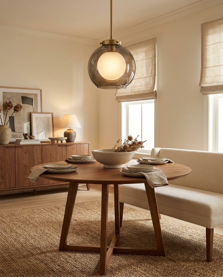 Brassaï — Smoked Glass Globe & Satin Brass Pendant