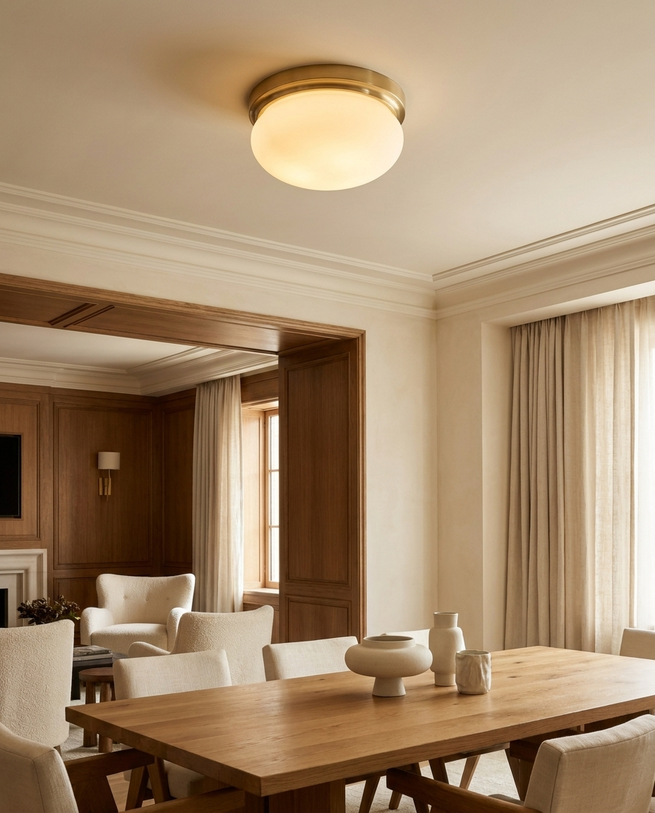 Hepburn — Opaline Ceiling Light & Brass Ring