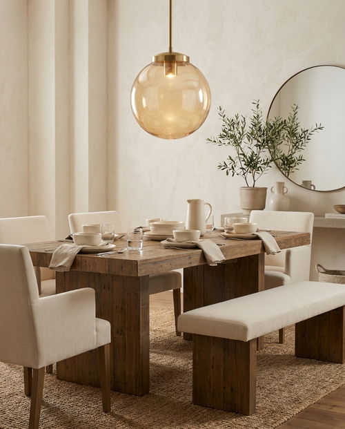 Bellini — Amber Blown Glass & Brass Pendant