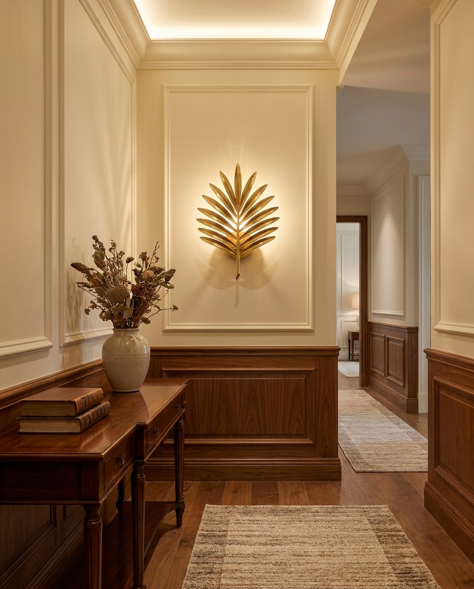 Éventail — Radiant Gilded-Brass Shell Wall Sconce