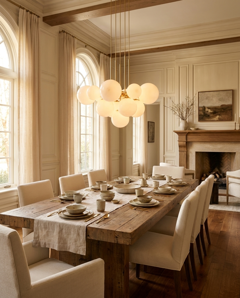 Ziegfeld — Cascading Chandelier in Opaline Globes & Gilded Brass