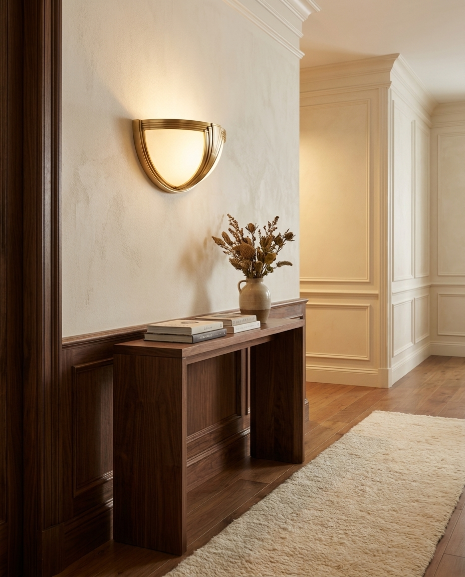 Joséphine — Half-Moon Wall Sconce in Gilded Brass & Frosted Glass