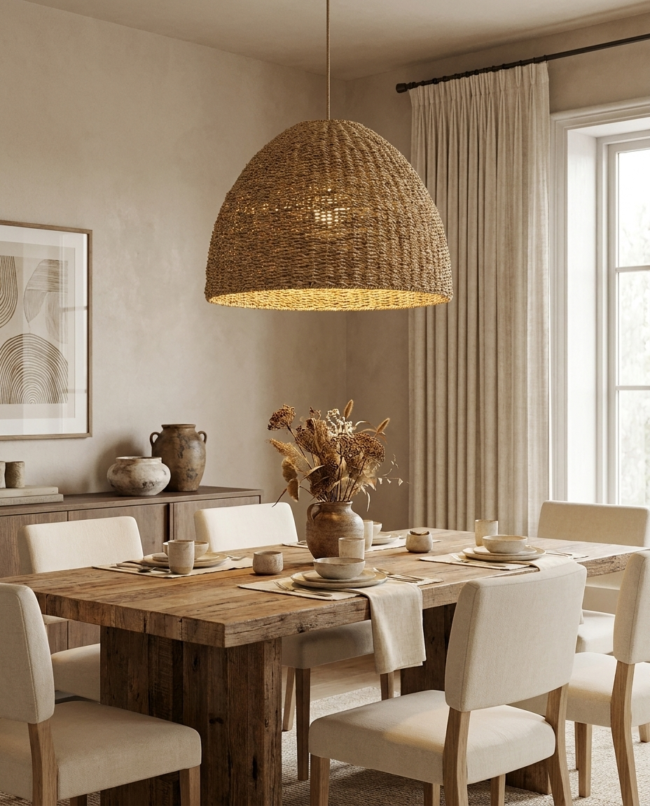 Ubud — Flared Woven Seagrass Basket Pendant