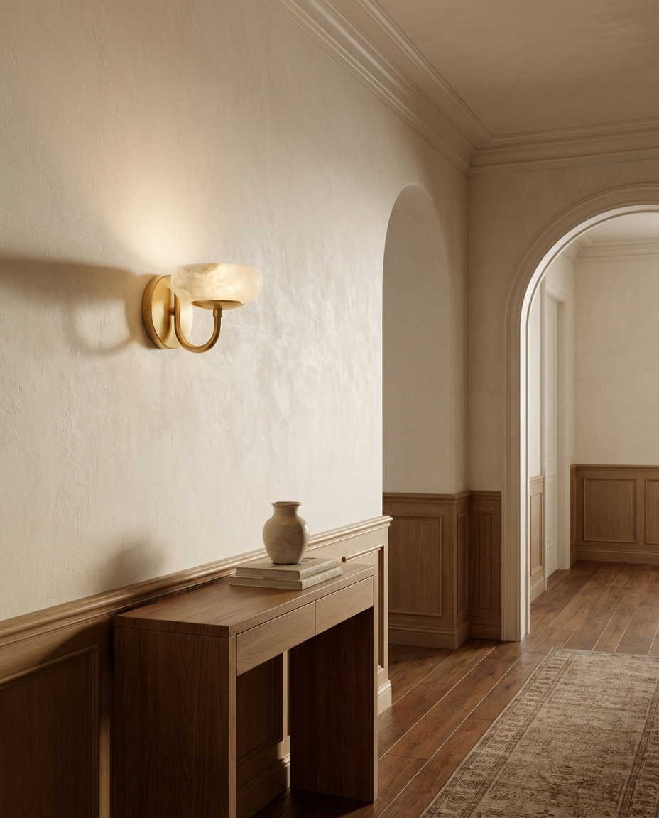 Lueur — Alabaster Tube & Brass Wall Sconce