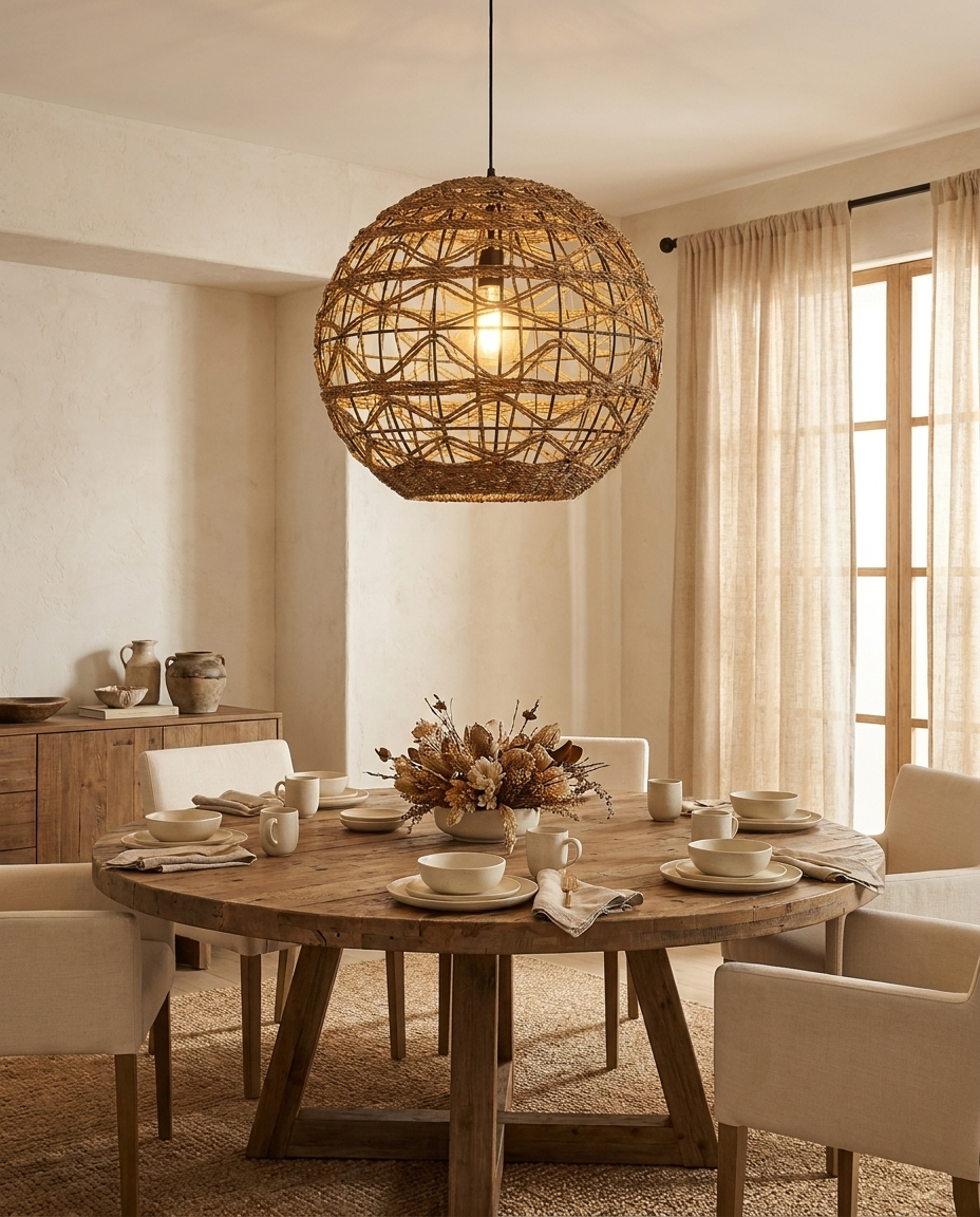 Cabana — Oversized Openwork Rattan Globe Pendant