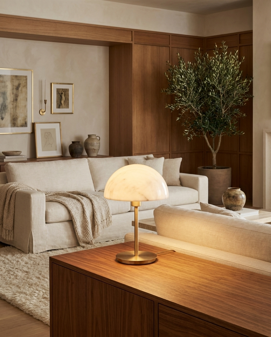 White Marble Mushroom Lamp
